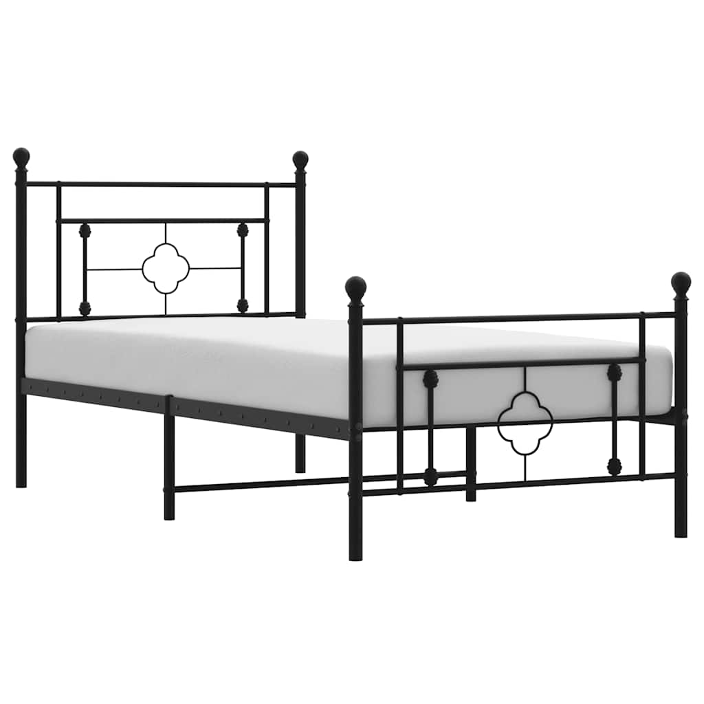 Giroletto con Testiera e Pediera Metallo Nero 100x200 cm | homemem39