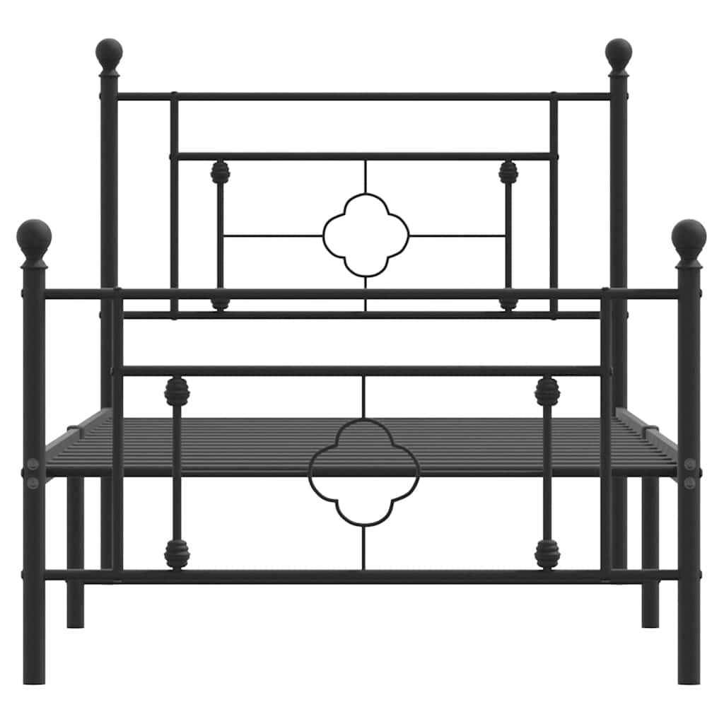 Giroletto con Testiera e Pediera Metallo Nero 100x200 cm | homemem39