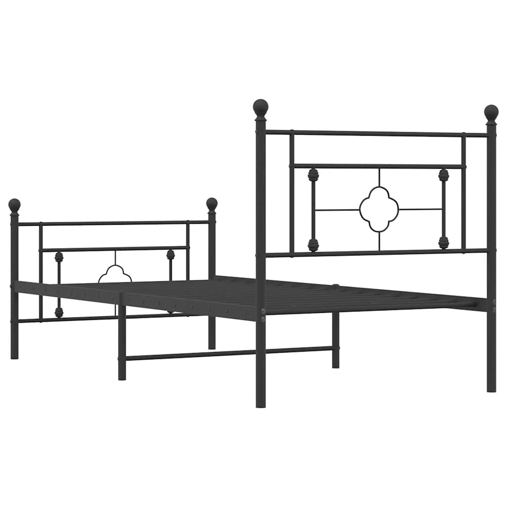 Giroletto con Testiera e Pediera Metallo Nero 100x200 cm | homemem39