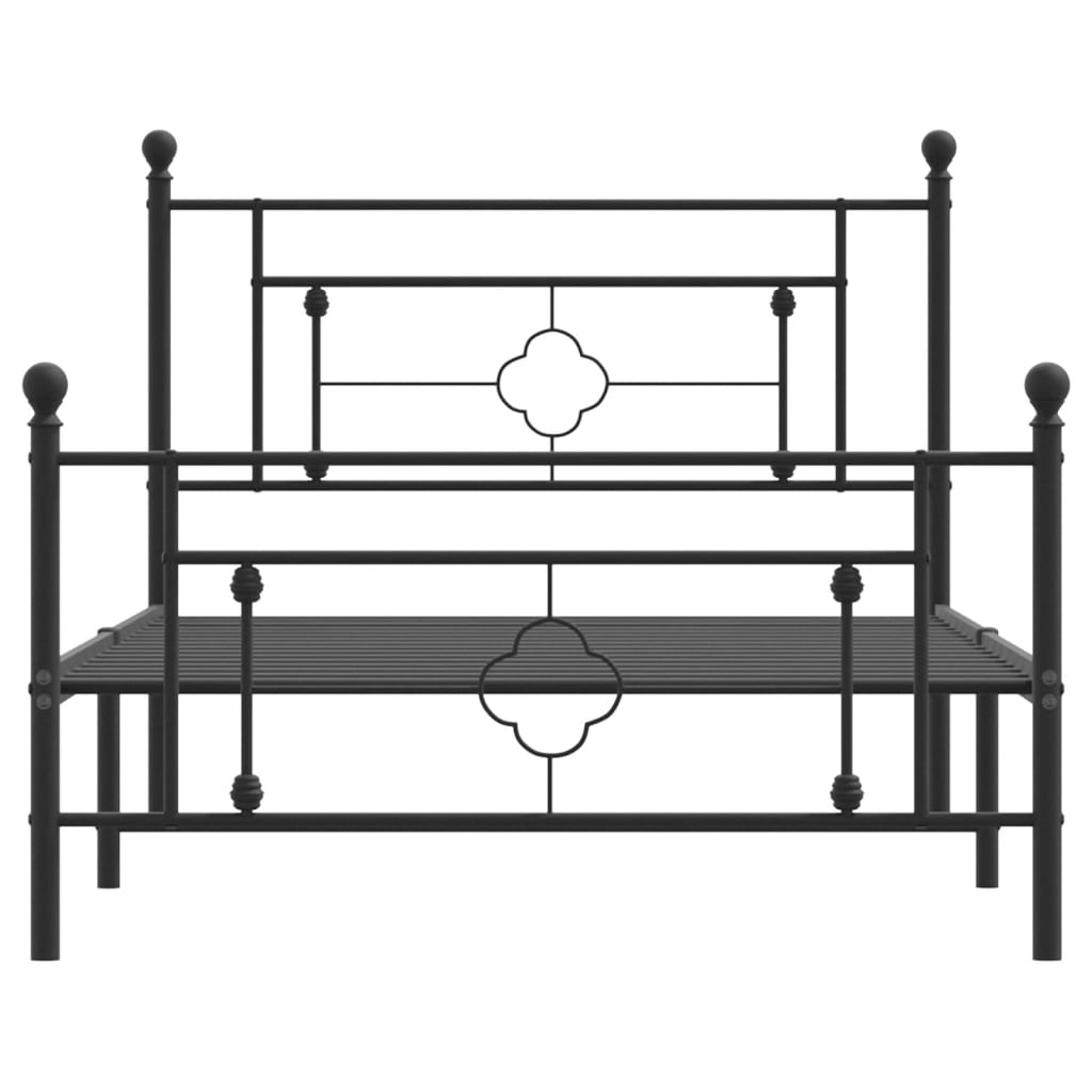 Giroletto con Testiera e Pediera Metallo Nero 107x203 cm - homemem39