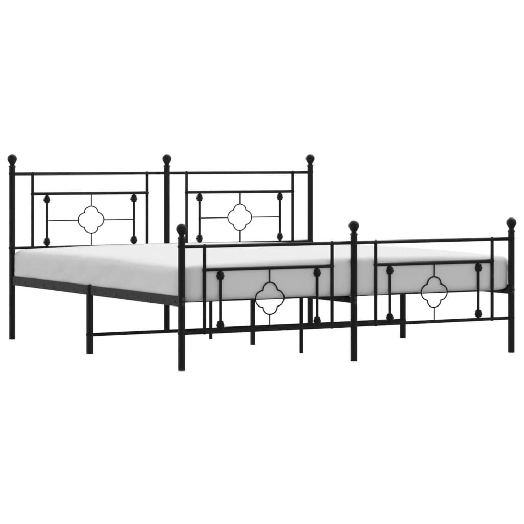 Giroletto con Testiera e Pediera Metallo Nero 183x213 cm | homemem39