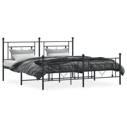 Giroletto con Testiera e Pediera Metallo Nero 183x213 cm | homemem39