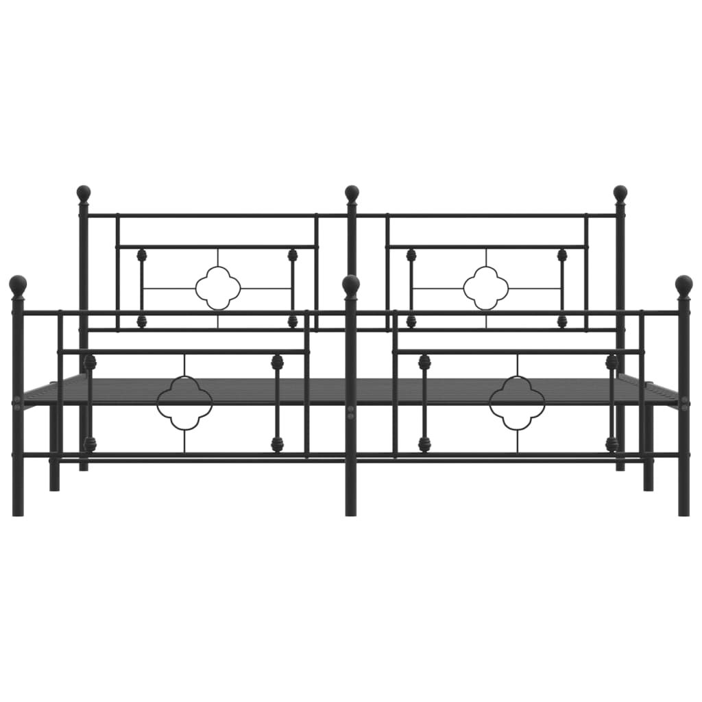 Giroletto con Testiera e Pediera Metallo Nero 183x213 cm | homemem39