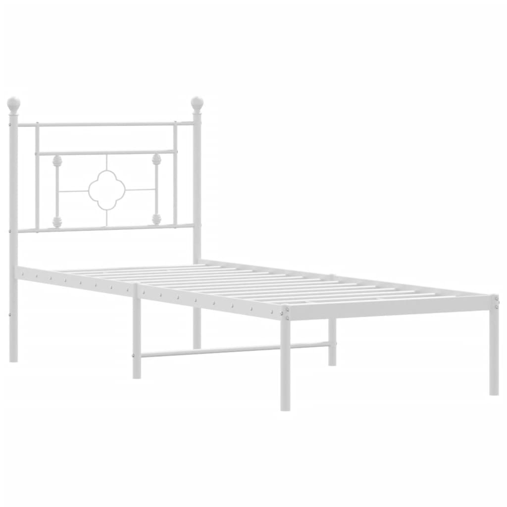 Giroletto senza Materaso con Testiera Metallo Bianco 75x190 cm