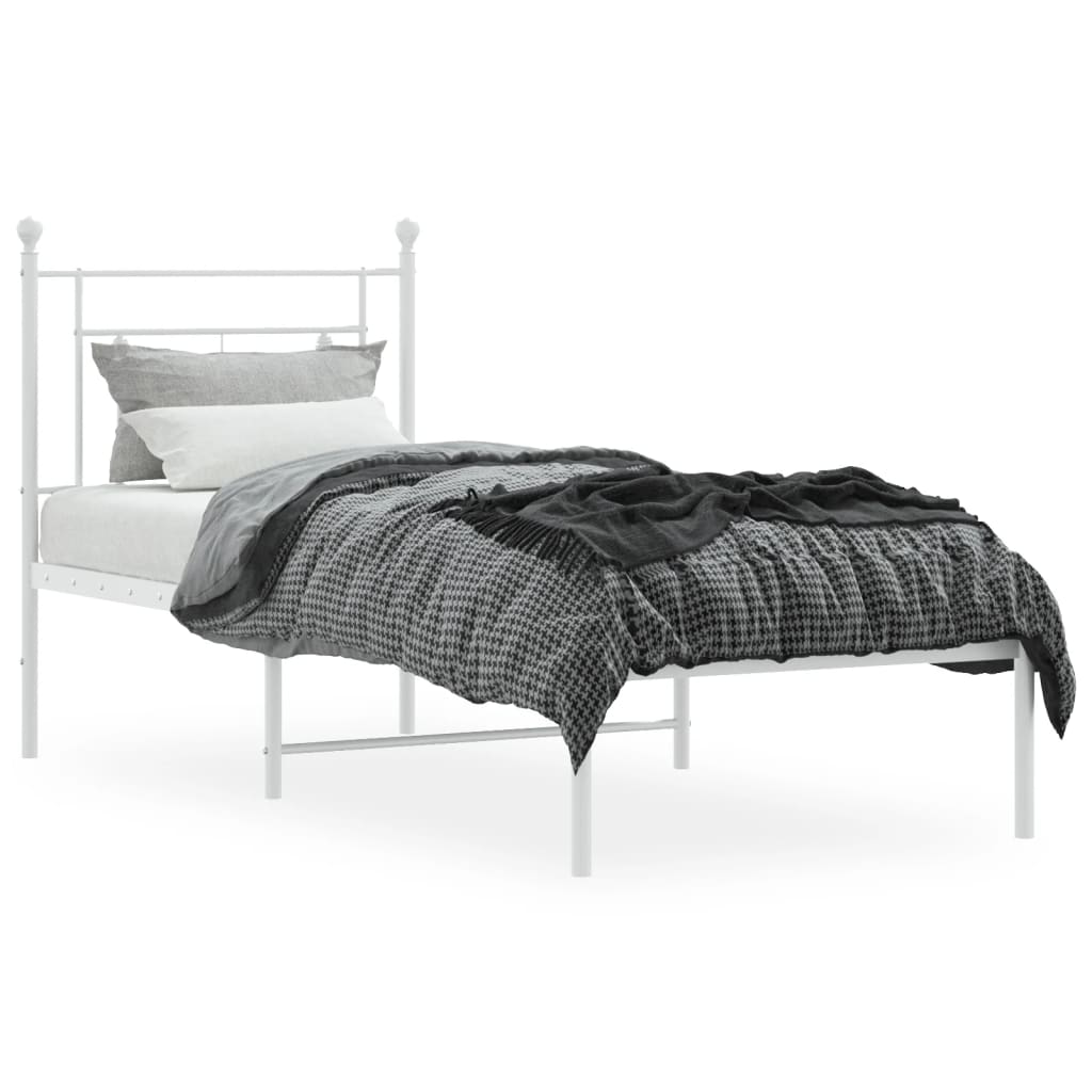 Giroletto con Testiera Metallo Bianco 80x200 cm | homemem39