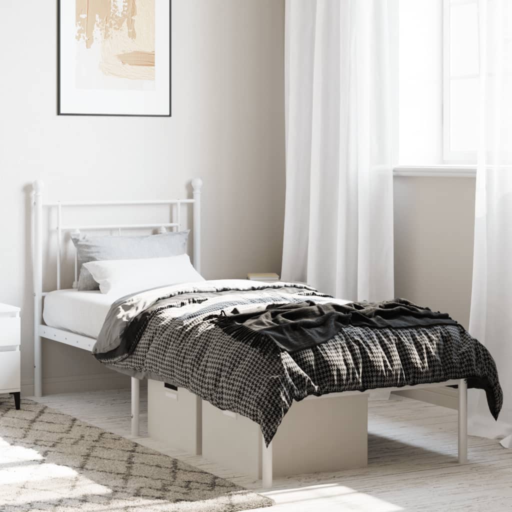 Giroletto con Testiera Metallo Bianco 80x200 cm | homemem39