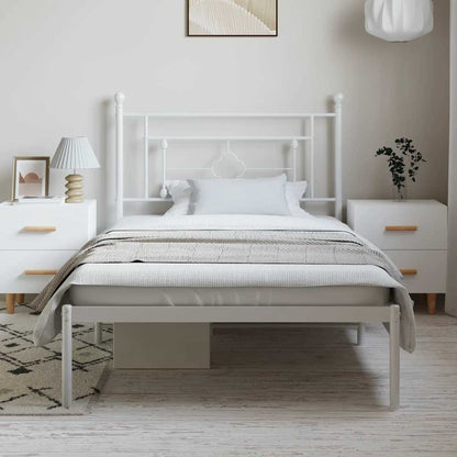 Giroletto con Testiera Metallo Bianco 100x200 cm | homemem39