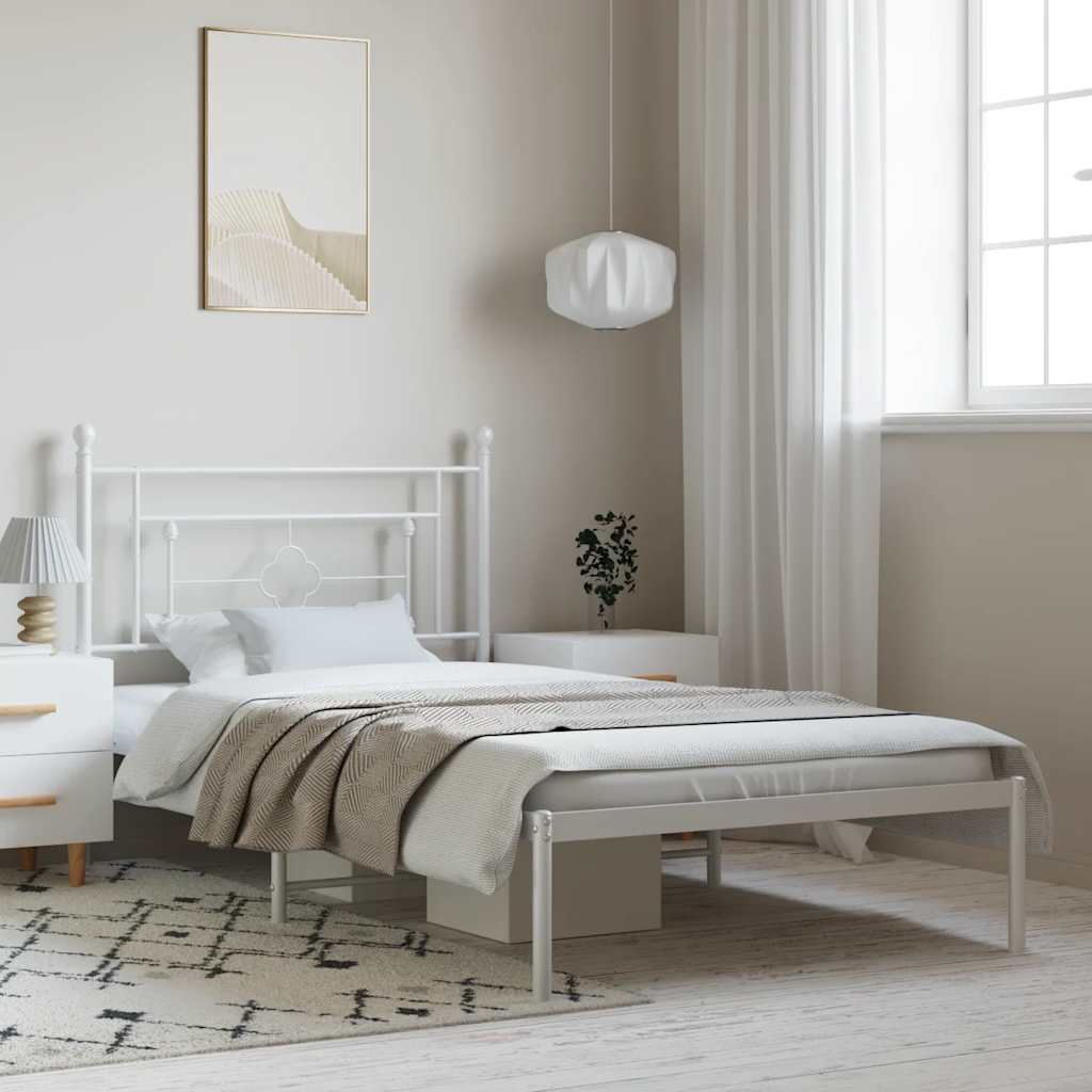 Giroletto con Testiera Metallo Bianco 100x200 cm | homemem39