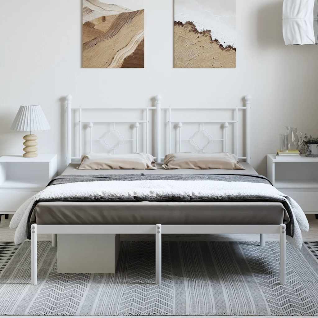 Giroletto con Testiera Metallo Bianco 193x203 cm | homemem39