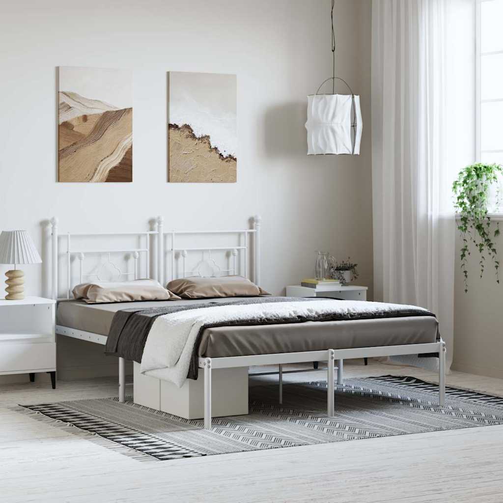 Giroletto con Testiera Metallo Bianco 193x203 cm | homemem39