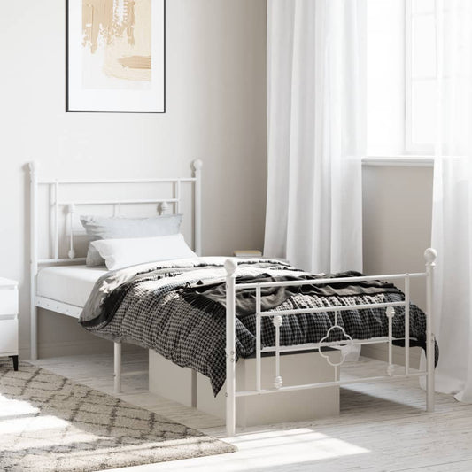 Giroletto con Testiera e Pediera Metallo Bianco 100x190 cm | homemem39