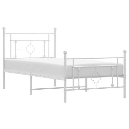 Giroletto con Testiera e Pediera Metallo Bianco 100x200 cm | homemem39