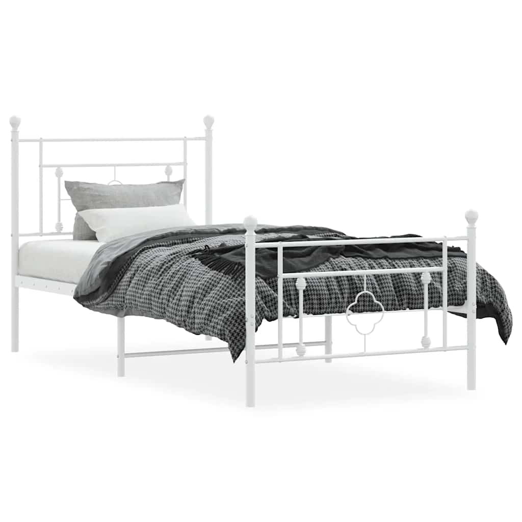 Giroletto con Testiera e Pediera Metallo Bianco 100x200 cm | homemem39