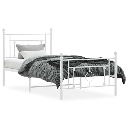 Giroletto con Testiera e Pediera Metallo Bianco 100x200 cm | homemem39
