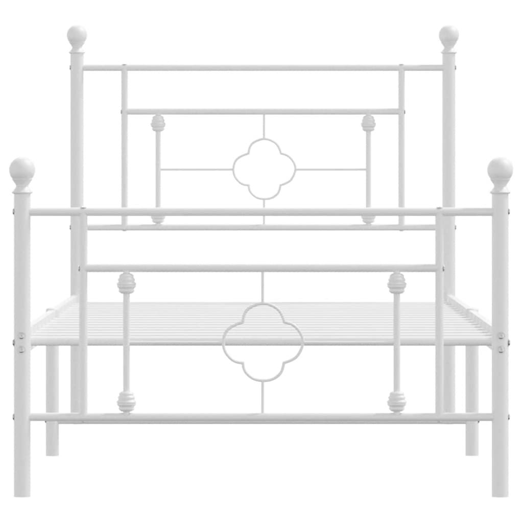 Giroletto con Testiera e Pediera Metallo Bianco 100x200 cm | homemem39