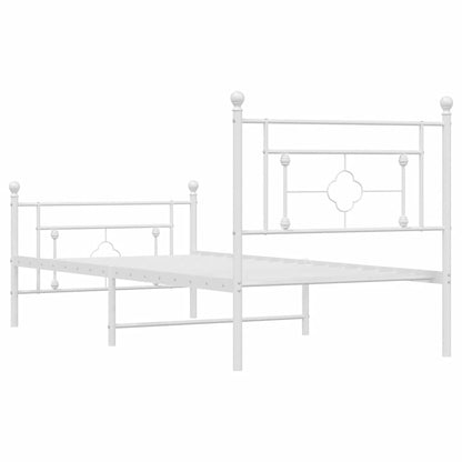Giroletto con Testiera e Pediera Metallo Bianco 100x200 cm | homemem39