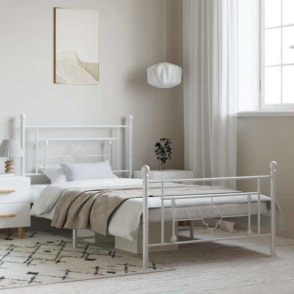 Giroletto con Testiera e Pediera Metallo Bianco 100x200 cm | homemem39