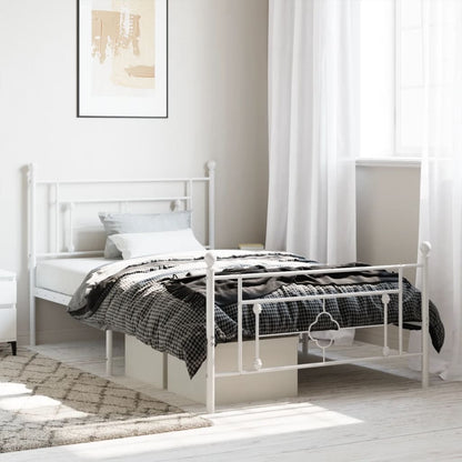 Giroletto con Testiera e Pediera Metallo Bianco 107x203 cm | homemem39