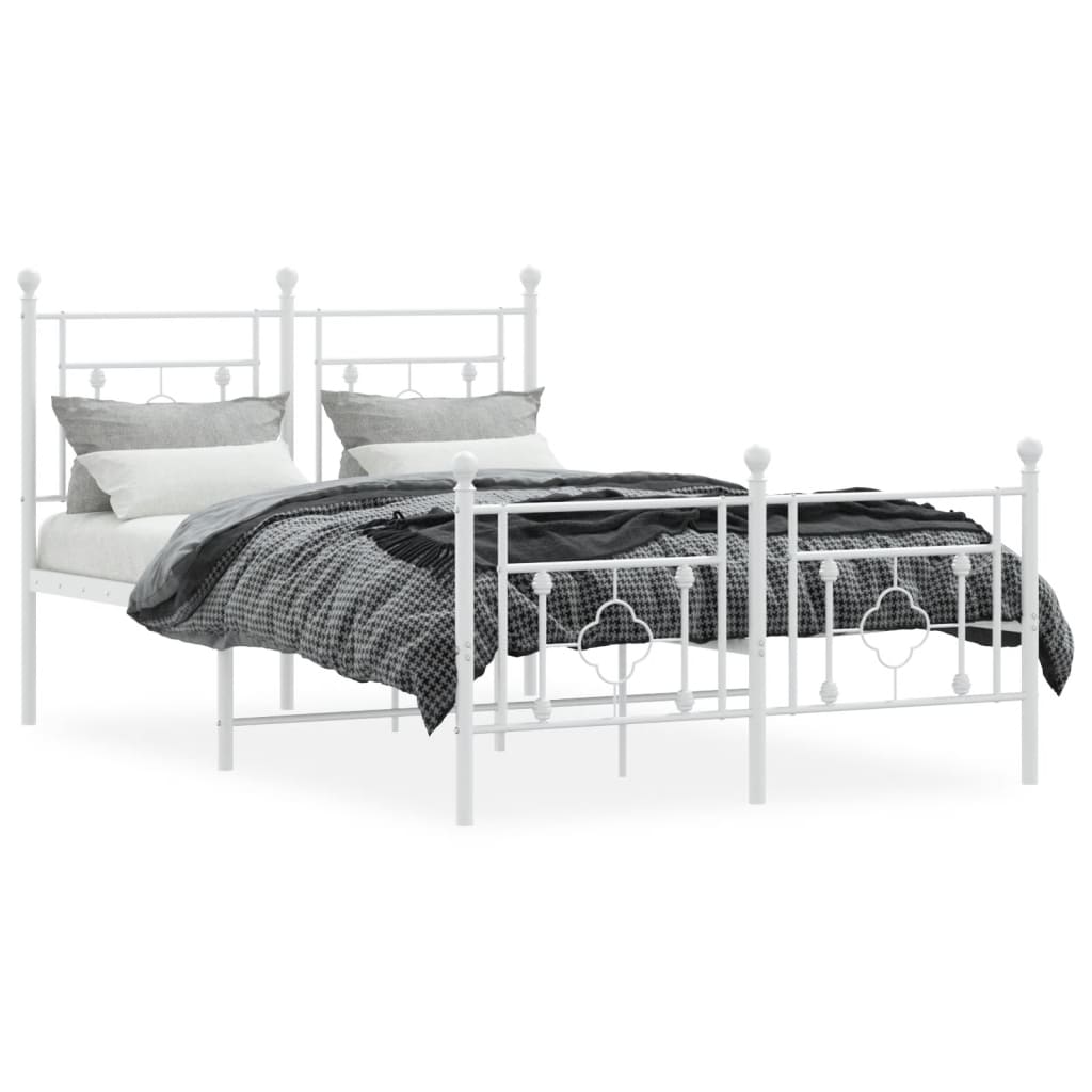 Giroletto con Testiera e Pediera Metallo Bianco 120x190 cm | homemem39