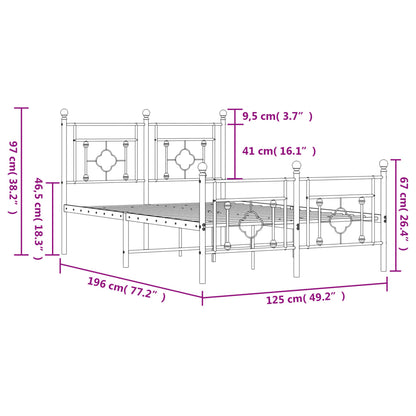 Giroletto con Testiera e Pediera Metallo Bianco 120x190 cm | homemem39