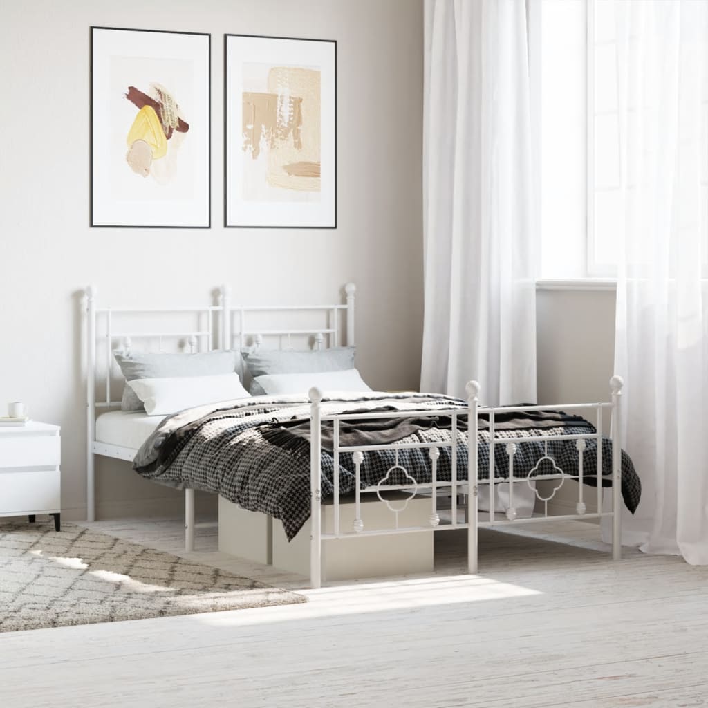 Giroletto con Testiera e Pediera Metallo Bianco 120x190 cm | homemem39