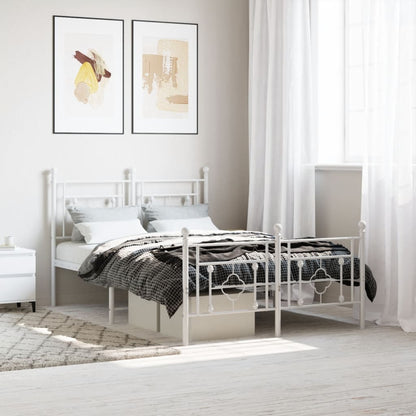 Giroletto con Testiera e Pediera Metallo Bianco 120x190 cm | homemem39
