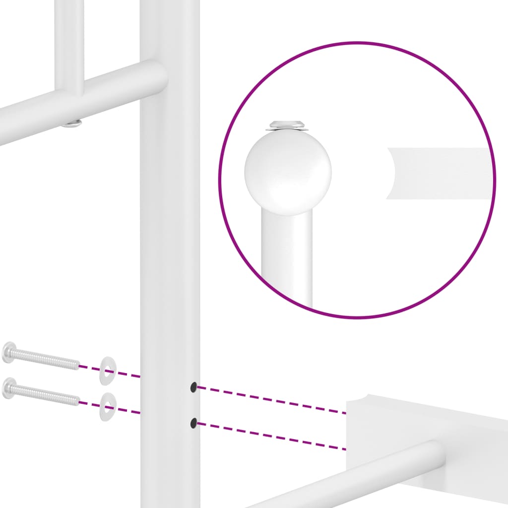 Giroletto con Testiera e Pediera Metallo Bianco 120x200 cm - homemem39