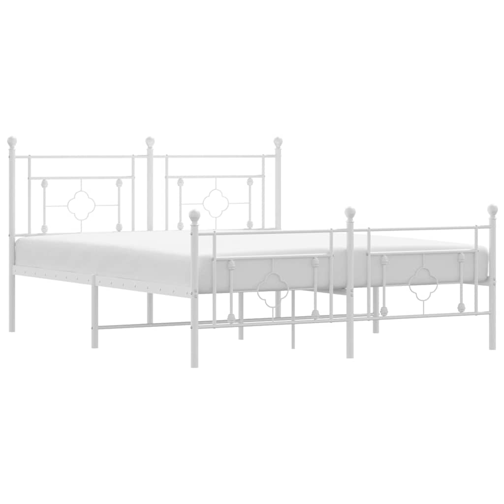 Giroletto con Testiera e Pediera Metallo Bianco 150x200 cm | homemem39