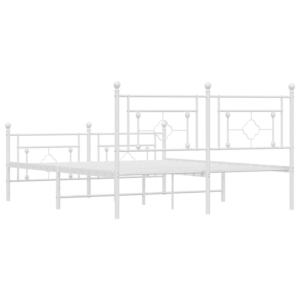 Giroletto con Testiera e Pediera Metallo Bianco 150x200 cm | homemem39