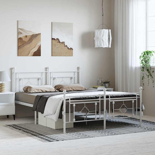 Giroletto con Testiera e Pediera Metallo Bianco 150x200 cm | homemem39