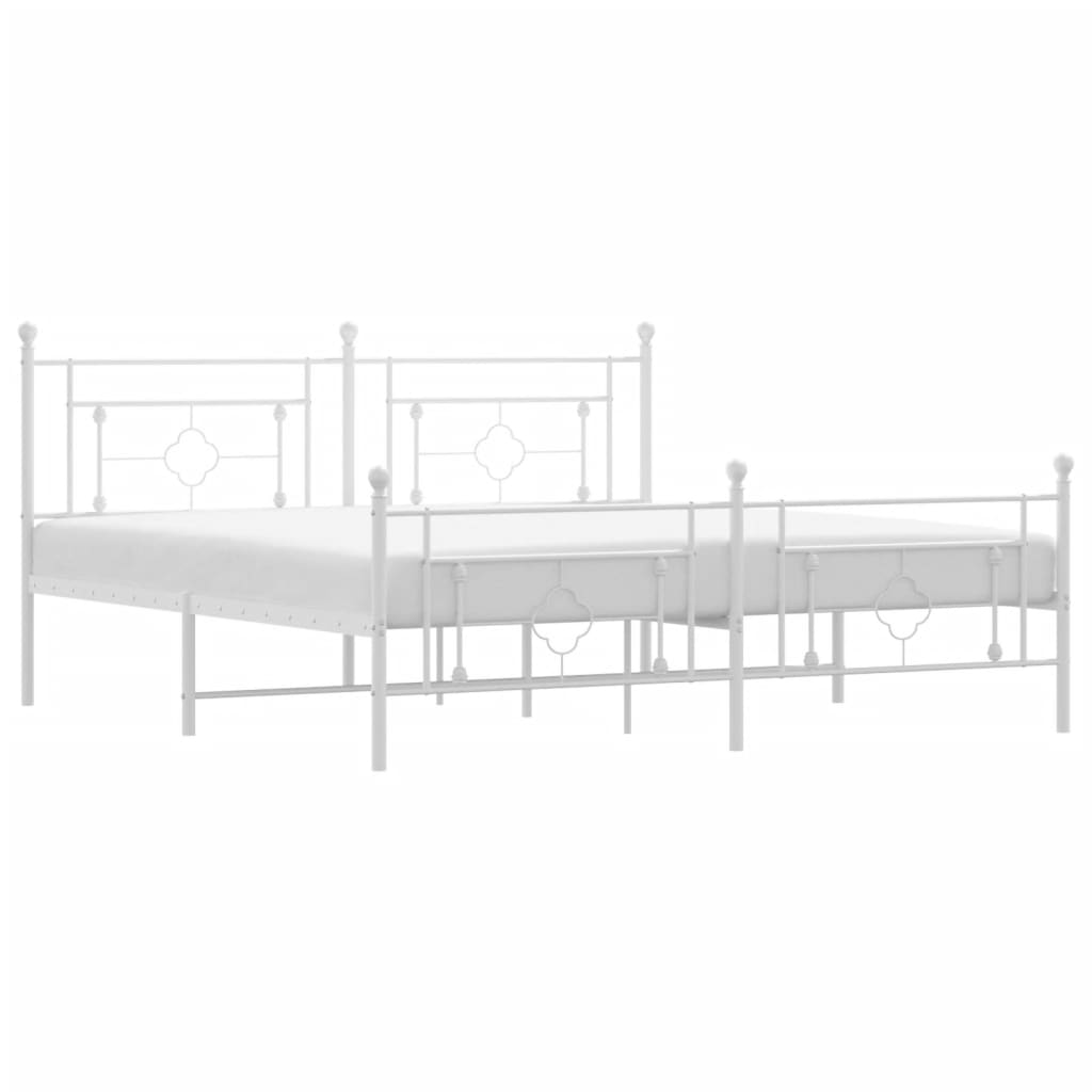 Giroletto con Testiera e Pediera Metallo Bianco 183x213 cm | homemem39