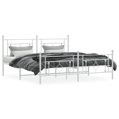 Giroletto con Testiera e Pediera Metallo Bianco 183x213 cm | homemem39