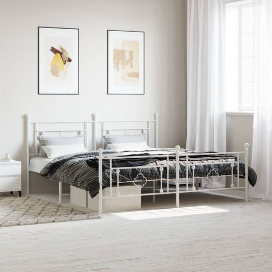 Giroletto con Testiera e Pediera Metallo Bianco 183x213 cm | homemem39