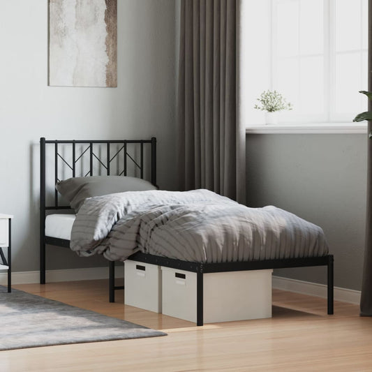 Giroletto con Testiera in Metallo Nero 75x190 cm | homemem39