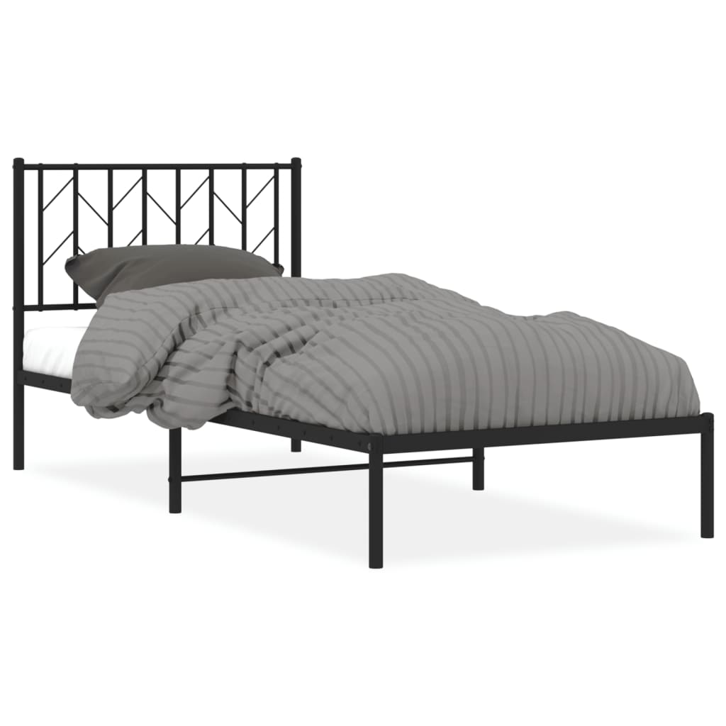 Giroletto con Testiera in Metallo Nero 90x200 cm | homemem39