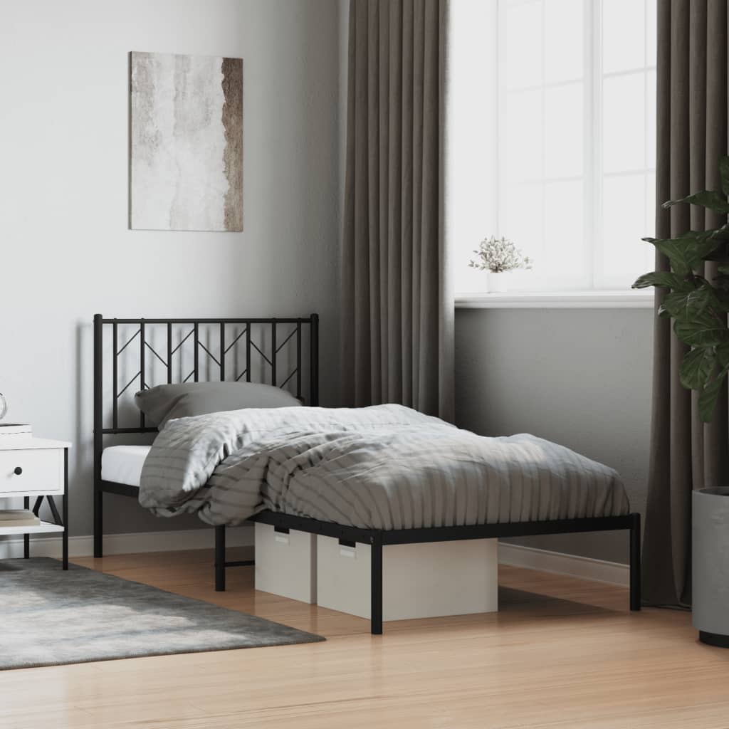 Giroletto con Testiera in Metallo Nero 90x200 cm | homemem39