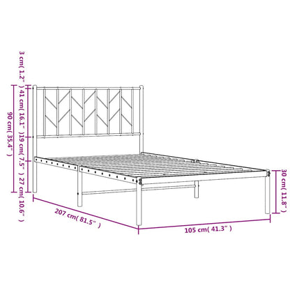 Giroletto con Testiera Metallo Nero 100x200 cm | homemem39