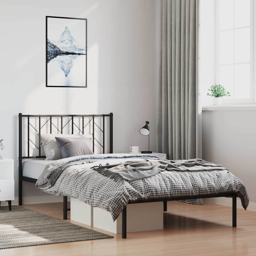 Giroletto con Testiera Metallo Nero 100x200 cm | homemem39