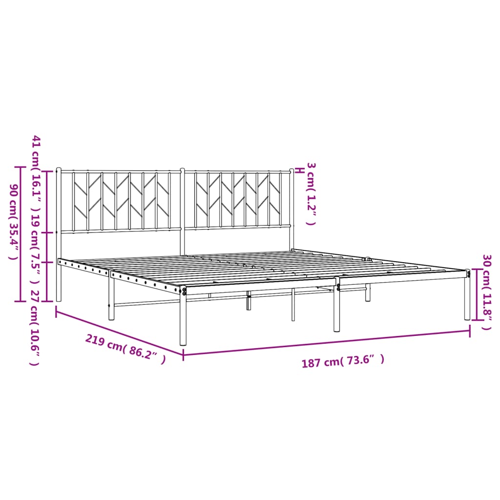 Giroletto con Testiera in Metallo Nero 183x213 cm | homemem39