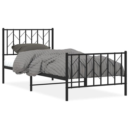 Giroletto con Testiera e Pediera Metallo Nero 90x200 cm | homemem39
