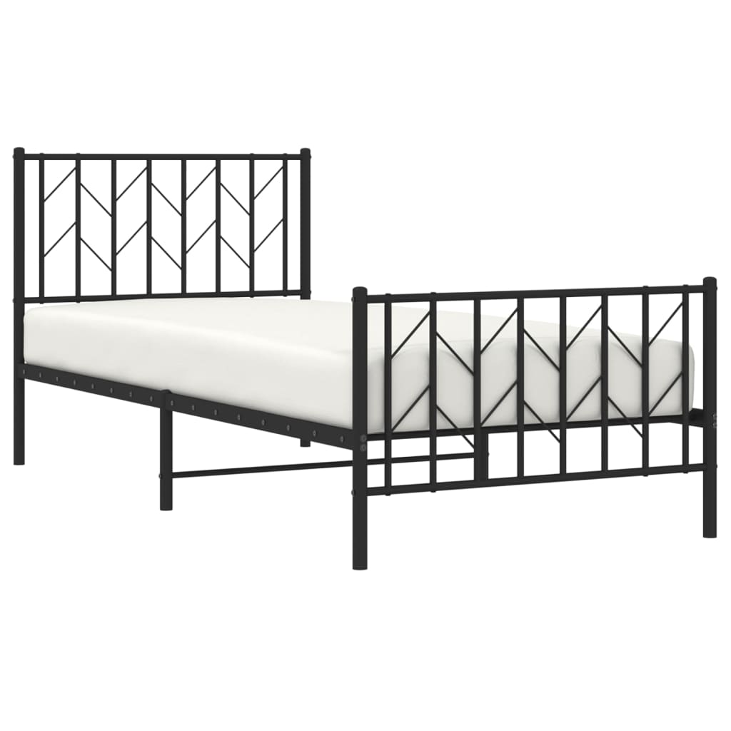 Giroletto con Testiera e Pediera Metallo Nero 90x200 cm | homemem39