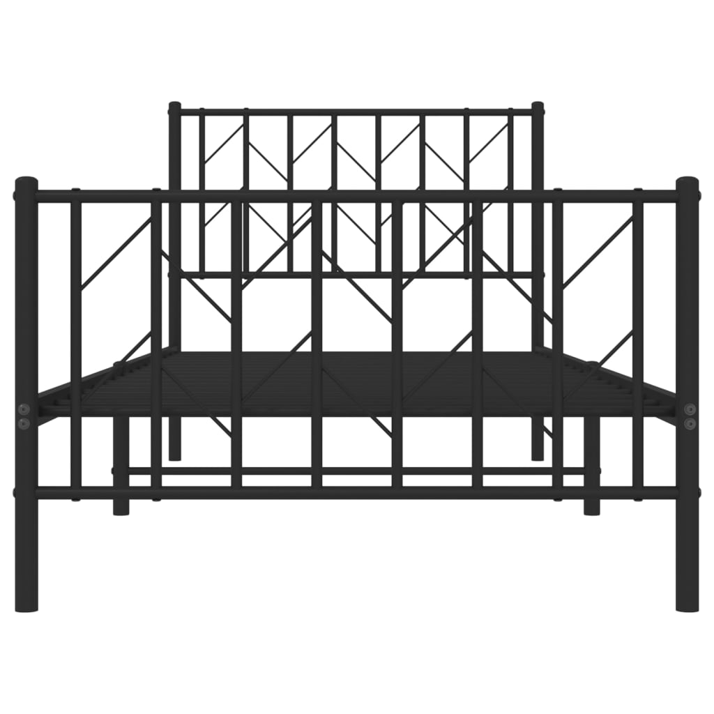 Giroletto con Testiera e Pediera Metallo Nero 90x200 cm | homemem39