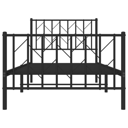 Giroletto con Testiera e Pediera Metallo Nero 90x200 cm | homemem39