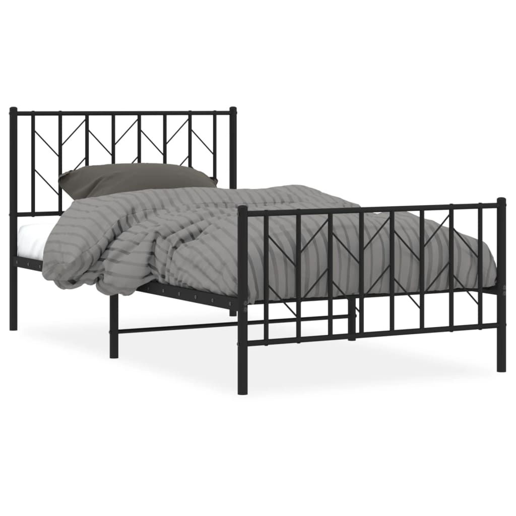 Giroletto con Testiera e Pediera Metallo Nero 100x190 cm | homemem39
