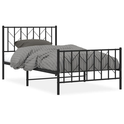 Giroletto con Testiera e Pediera Metallo Nero 100x190 cm | homemem39