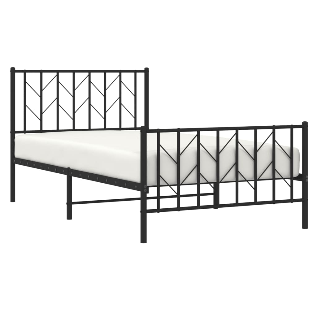 Giroletto con Testiera e Pediera Metallo Nero 100x190 cm