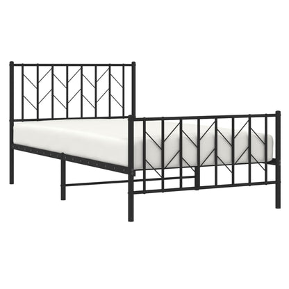 Giroletto con Testiera e Pediera Metallo Nero 100x190 cm