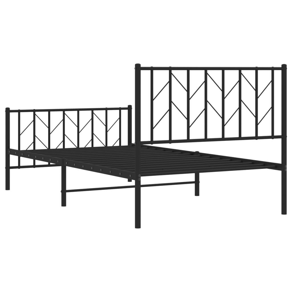 Giroletto con Testiera e Pediera Metallo Nero 100x190 cm | homemem39