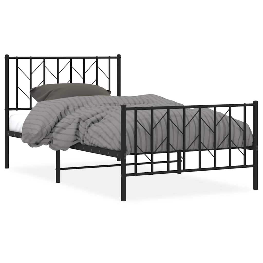 Giroletto con Testiera e Pediera Metallo Nero 100x200 cm | homemem39