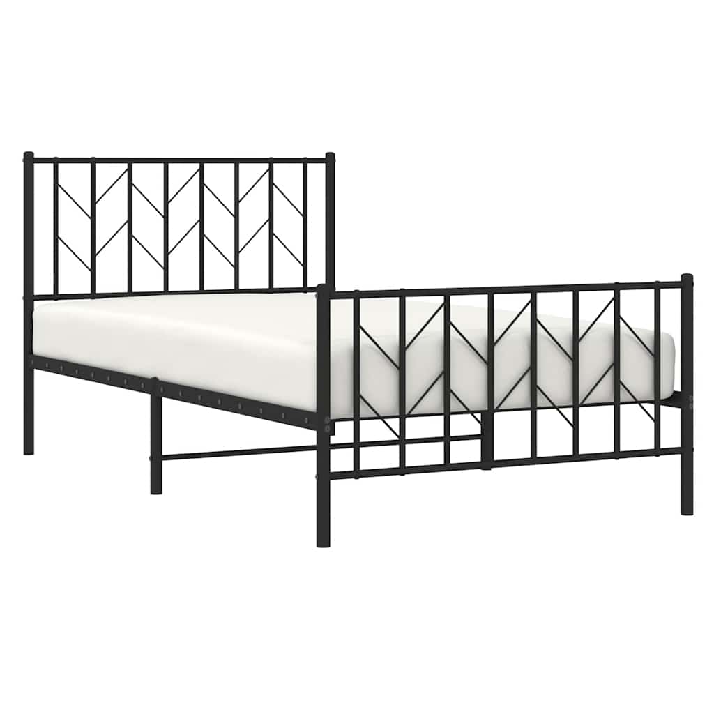 Giroletto con Testiera e Pediera Metallo Nero 100x200 cm | homemem39